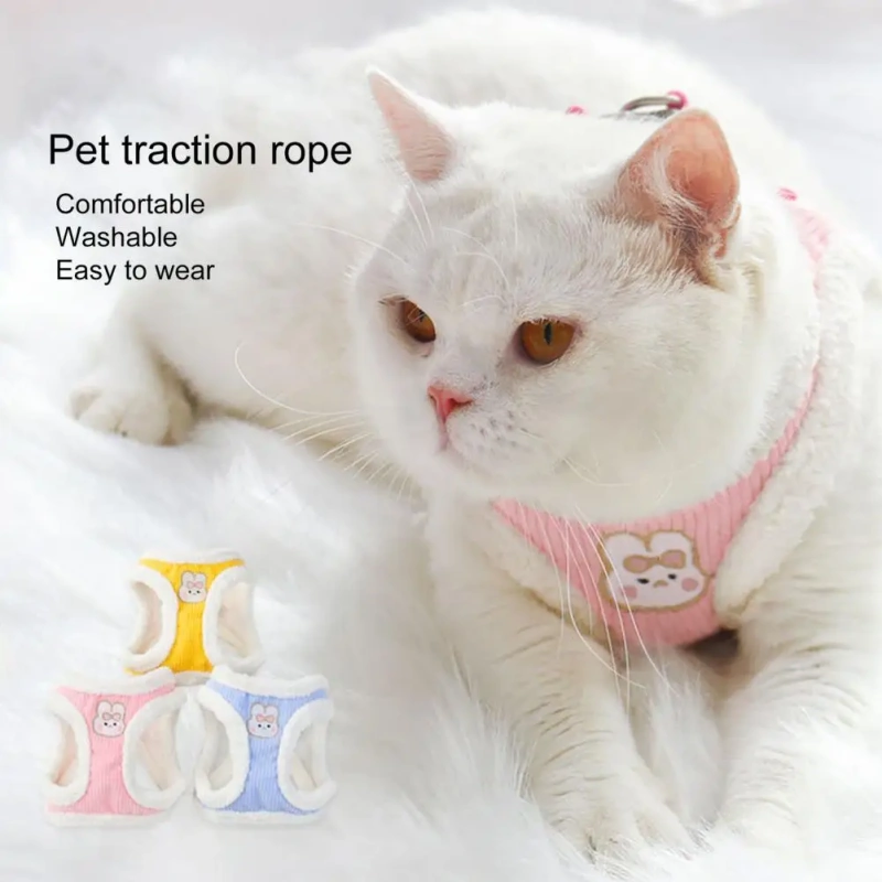 1 Set Comfortable Cat Vest Harness Soft Handle Out Towing Tear Resistant Cat Chest Strap Leash