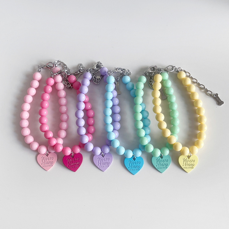 Pet supplies, colorful heart beaded cat necklace accessories