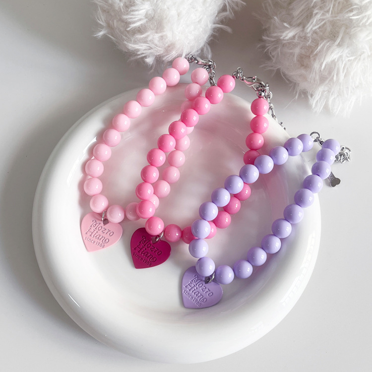Pet supplies, colorful heart beaded cat necklace accessories
