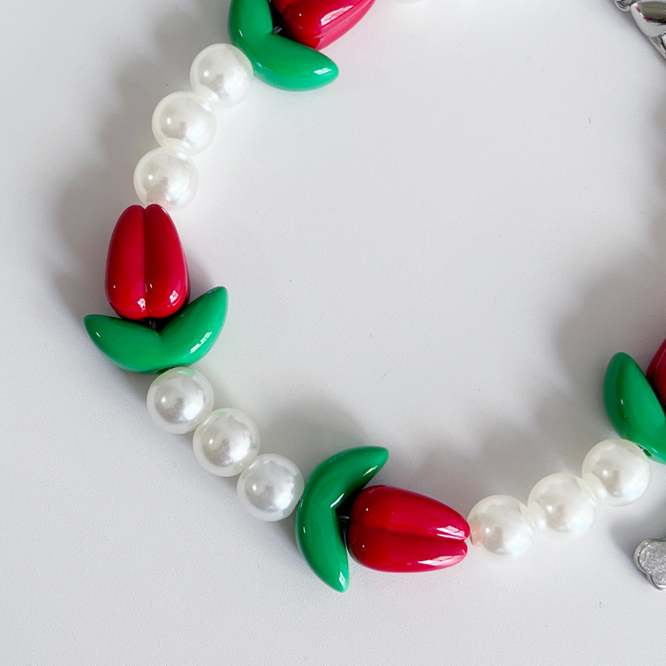 Pet supplies accessories pendants collars collars small dogs and cats tulip beaded necklace dog collars collar jewelry