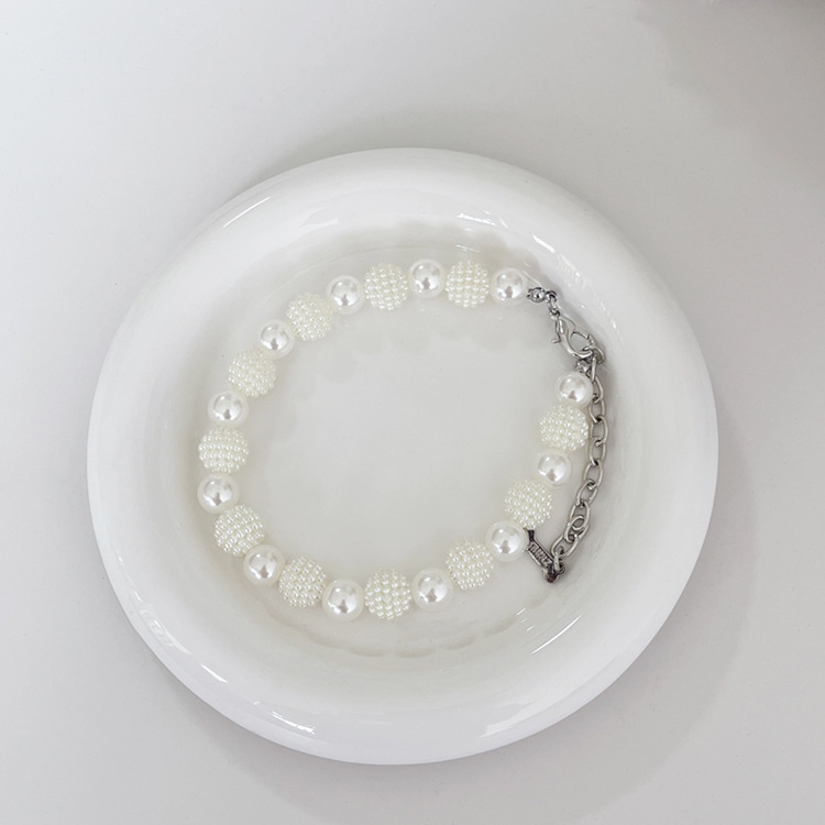 Pet supplies pearl beaded cat necklace jewelry accessories small and medium dogs Teddy dog ​​collar