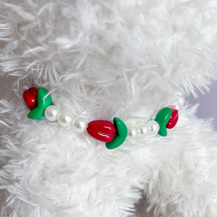 Pet supplies accessories pendants collars collars small dogs and cats tulip beaded necklace dog collars collar jewelry