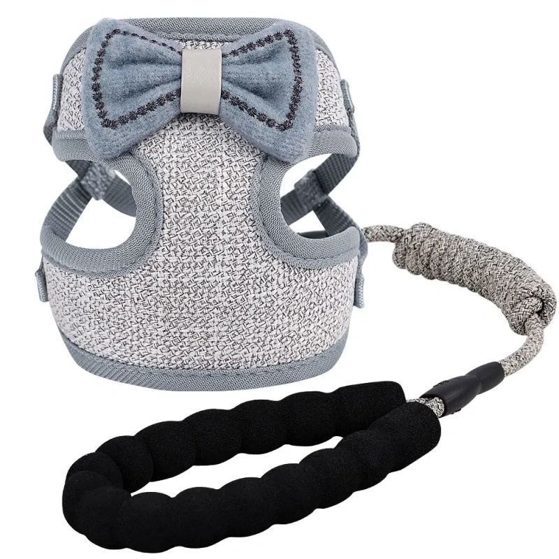 New Bowknot Cat Harness Leash Set Breathable Nylon Mesh Pet Cat Vest Harnesses For Cats Kitten Walking Chest Strap Leash
