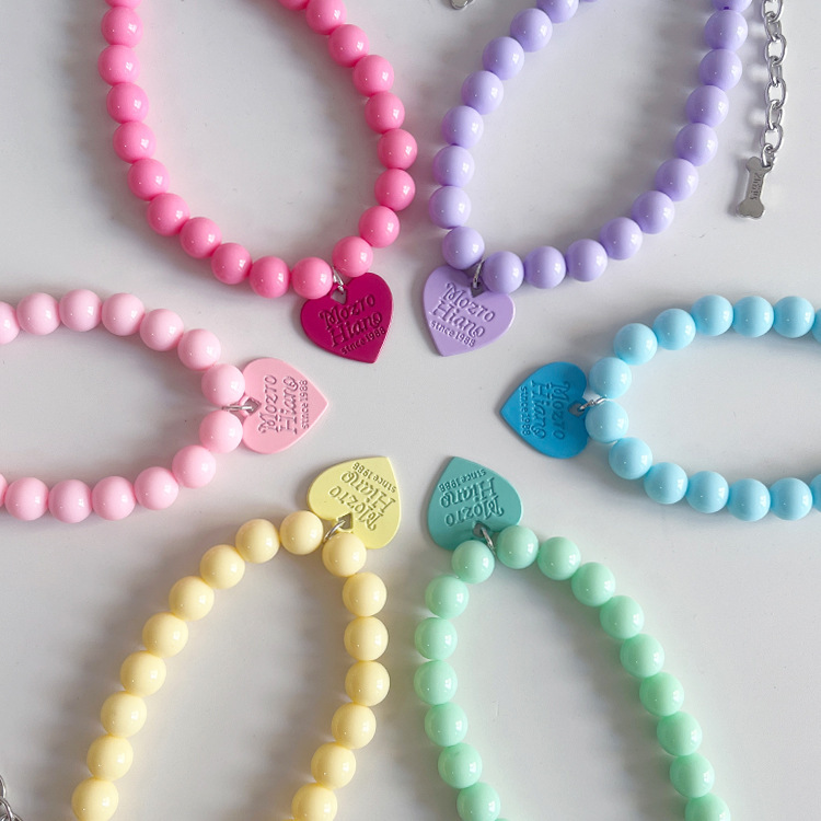 Pet supplies, colorful heart beaded cat necklace accessories