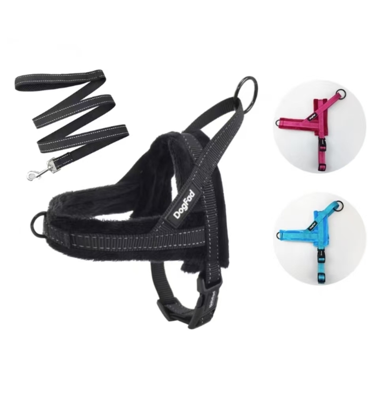 Plush Dog Harness Autumn Winter Comfortable Dog Chest Strap Leashes Vest Pet Harness