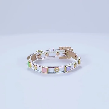 PU Leather Pet Collar With Square Studs Adjustable Strap For Cats & Small Dogs Necklace Pet Accessories
