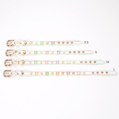 PU Leather Pet Collar With Square Studs Adjustable Strap For Cats & Small Dogs Necklace Pet Accessories