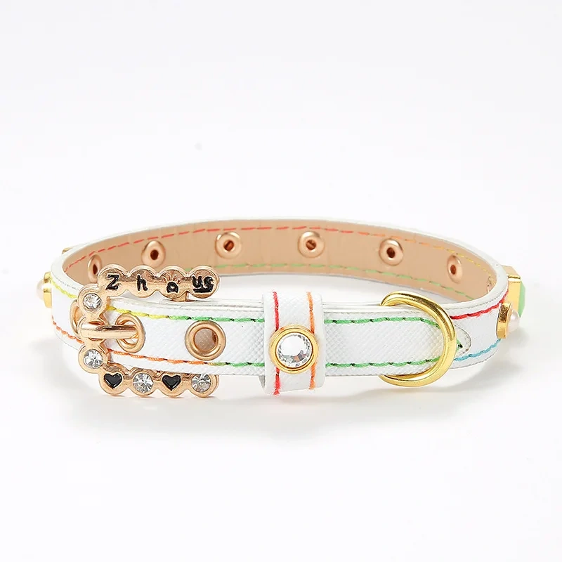 PU Leather Pet Collar With Square Studs Adjustable Strap For Cats & Small Dogs Necklace Pet Accessories