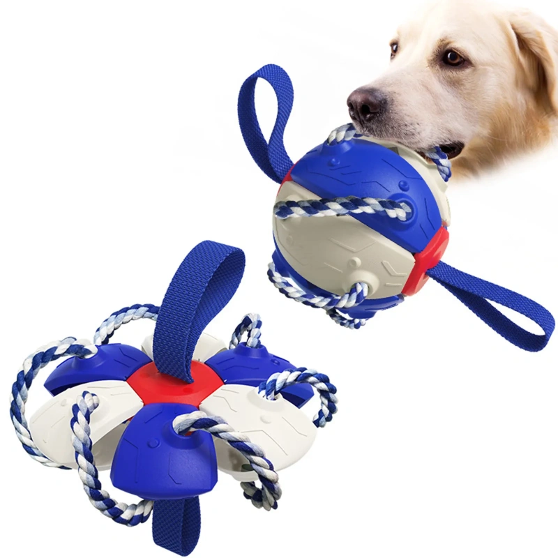 Football Dog Toy Flying-Ball Discs Balls Doggy & Puppy Toys Game, Interactive Dog Toys for Tug of War,Puppy Birthday Gifts