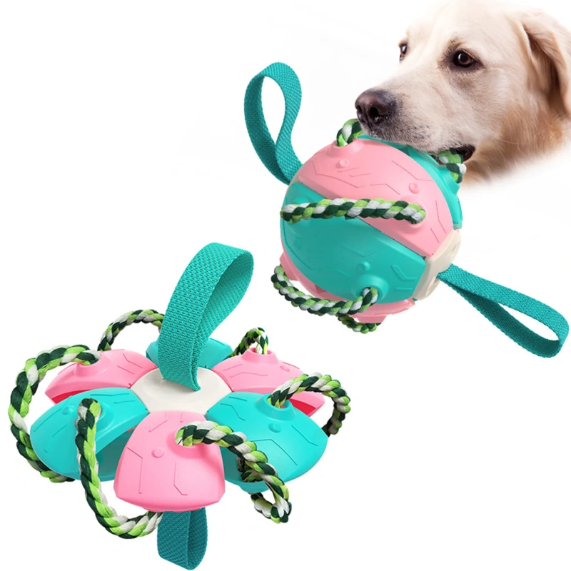 Football Dog Toy Flying-Ball Discs Balls Doggy & Puppy Toys Game, Interactive Dog Toys for Tug of War,Puppy Birthday Gifts