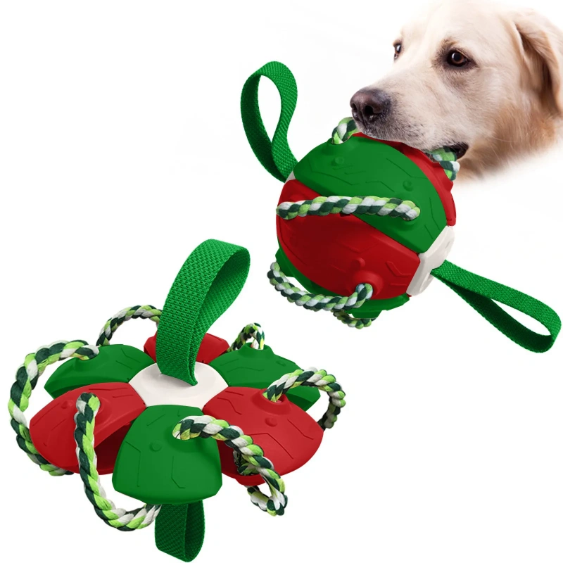 Football Dog Toy Flying-Ball Discs Balls Doggy & Puppy Toys Game, Interactive Dog Toys for Tug of War,Puppy Birthday Gifts