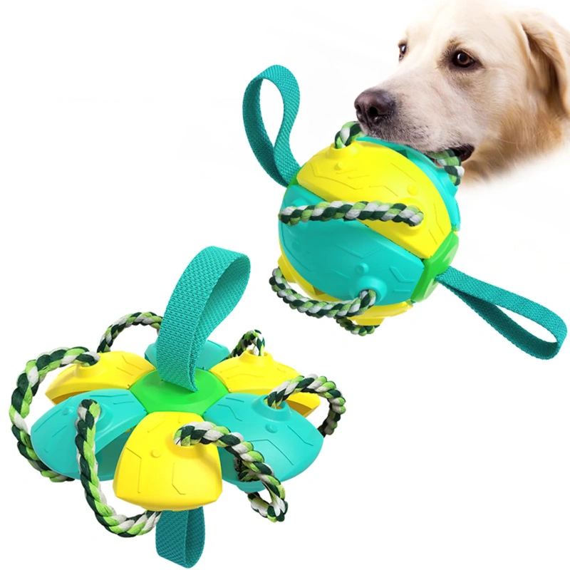 Football Dog Toy Flying-Ball Discs Balls Doggy & Puppy Toys Game, Interactive Dog Toys for Tug of War,Puppy Birthday Gifts