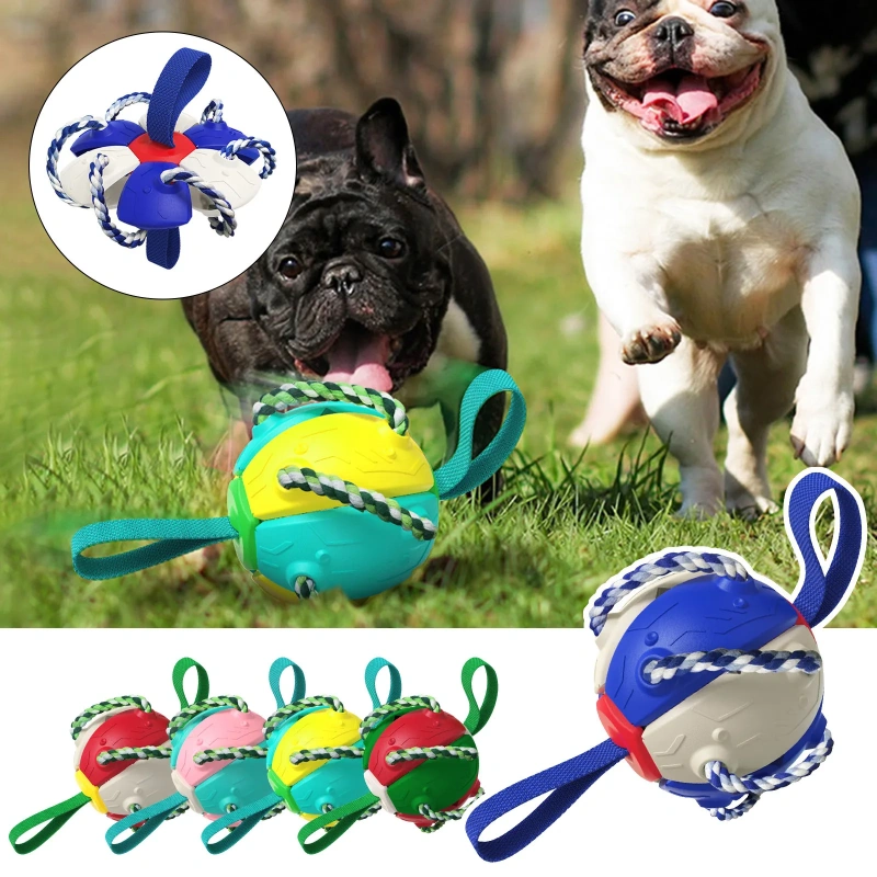 Football Dog Toy Flying-Ball Discs Balls Doggy & Puppy Toys Game, Interactive Dog Toys for Tug of War,Puppy Birthday Gifts