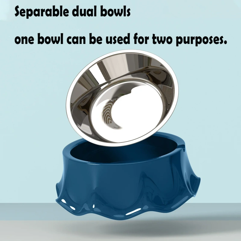 Stainless Steel Dog Feeding Bowl 500ml Rounded Shape Hot Sale Stackable with Removable Base