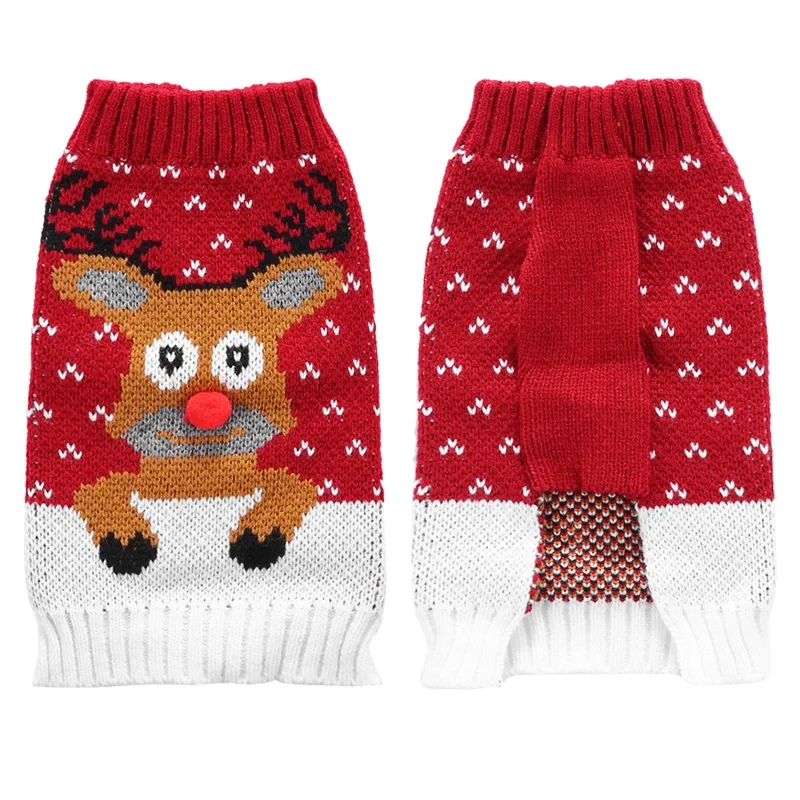 Christmas Sweater Dog Clothes Winter Warm Pet Coat Jacket Vest for Small Dog Clothes Festival Costume Christmas Ugly Sweater 45