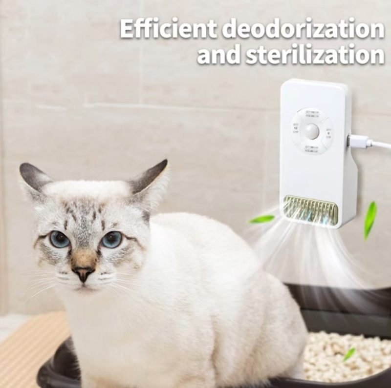 Smart Cat Odor Purifier for Cats Litter Box, USB Automatic Induction Air Cleaner for Indoor Pets Deodorization Disinfection