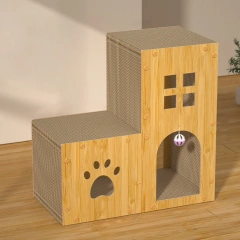 Cat Cardboard House Multifunctional Interative Cat Toy For Self Playing