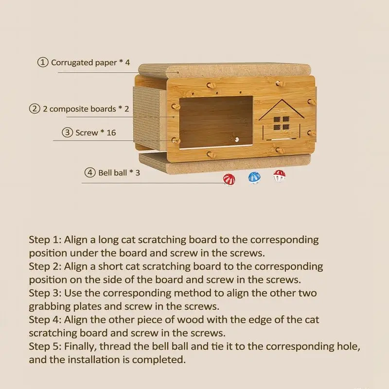 Cat Scratcher Box Scratch Pad Cardboard Heavy Duty Pet Lounger Box Spacious Scratching Lounge Bed Kitten Cat Pet Sleeping House