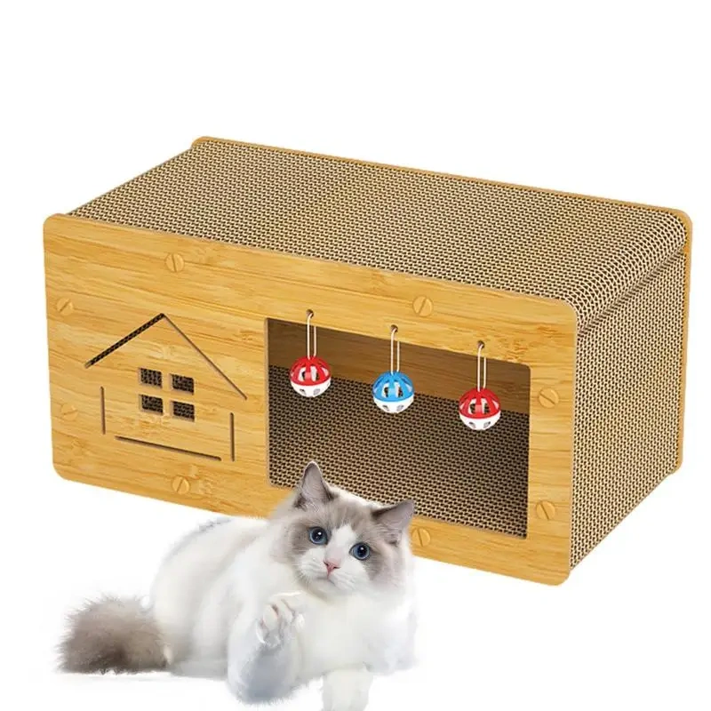 Cat Scratcher Box Scratch Pad Cardboard Heavy Duty Pet Lounger Box Spacious Scratching Lounge Bed Kitten Cat Pet Sleeping House