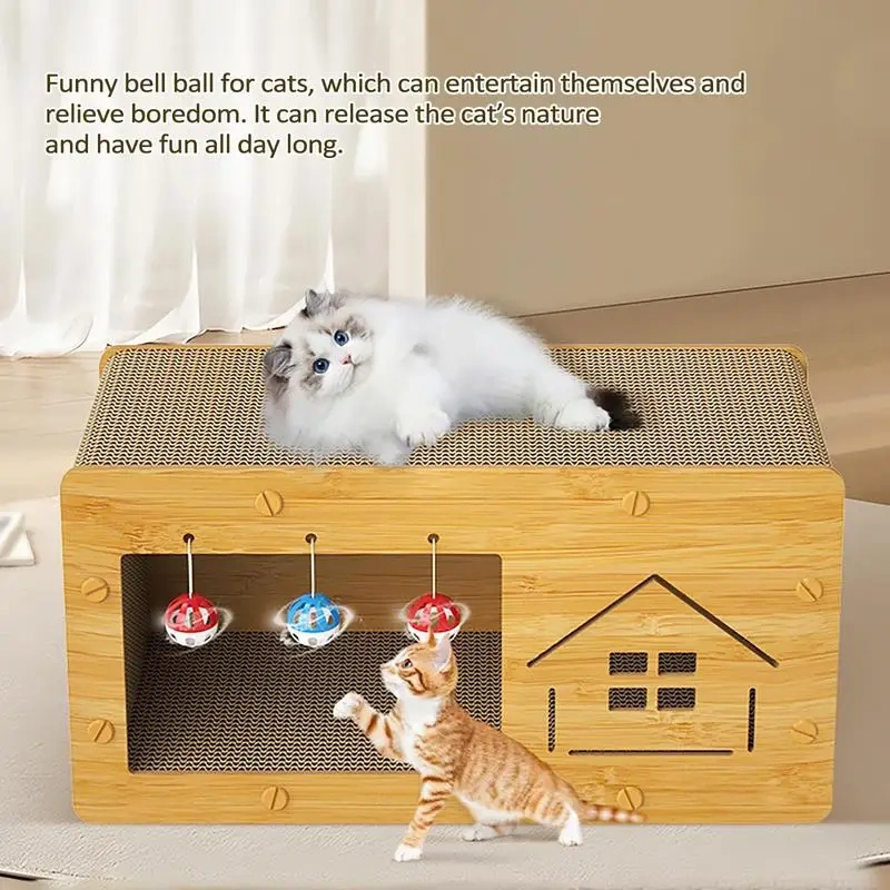 Cat Scratcher Box Scratch Pad Cardboard Heavy Duty Pet Lounger Box Spacious Scratching Lounge Bed Kitten Cat Pet Sleeping House