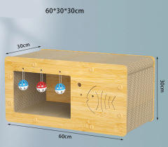 Cat Scratch Box for Indoor Cats Hideout and Play Protecting Furniture Cat Scratchers Cardboard Scratching Board  with Ball Toy