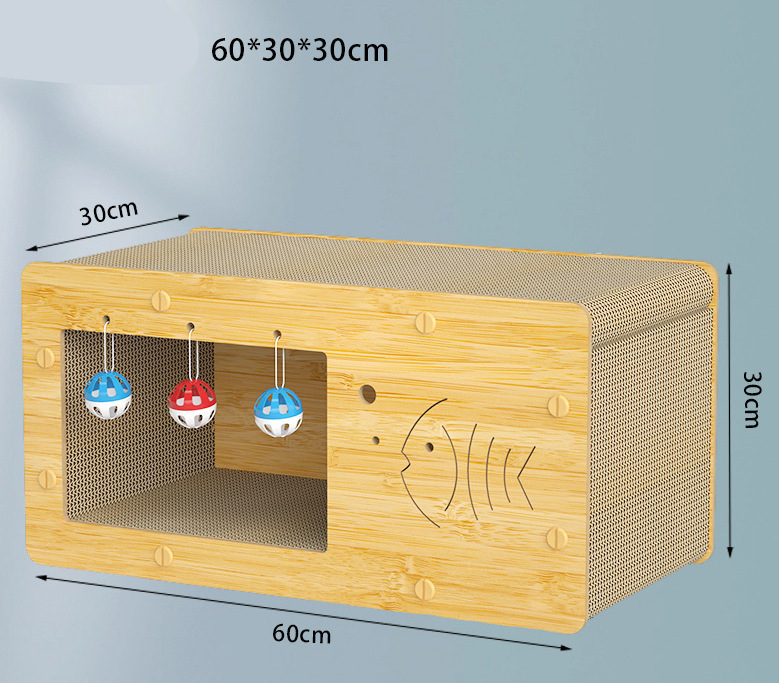 Cat Scratch Box for Indoor Cats Hideout and Play Protecting Furniture Cat Scratchers Cardboard Scratching Board  with Ball Toy