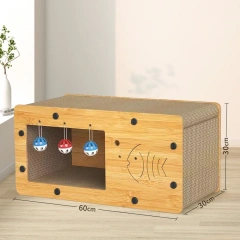 Cat Scratch Box for Indoor Cats Hideout and Play Protecting Furniture Cat Scratchers Cardboard Scratching Board  with Ball Toy