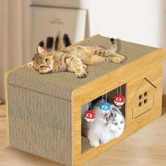Cat Scratcher Box Scratch Pad Cardboard Heavy Duty Pet Lounger Box Spacious Scratching Lounge Bed Kitten Cat Pet Sleeping House