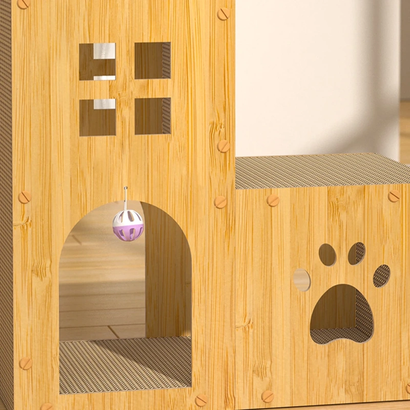 Cat Cardboard House Multifunctional Interative Cat Toy For Self Playing