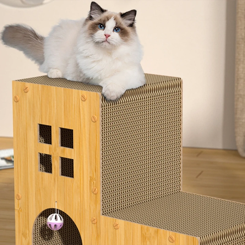 Cat Cardboard House Multifunctional Interative Cat Toy For Self Playing
