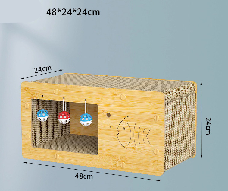 Cat Scratch Box for Indoor Cats Hideout and Play Protecting Furniture Cat Scratchers Cardboard Scratching Board  with Ball Toy