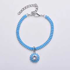 Blue Flowers Diamond Pendant Collar Fashion Adjustable Safety Cat Necklace Harness Small Dog Pet Collars Clothing Accessories