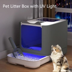 Pet Litter Box with UV Lights Top Drawer Litter Pan Fully enclosed with in/out door control Disinfecting and deodorizing For cat