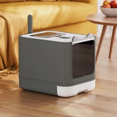 Pet Litter Box with UV Lights Top Drawer Litter Pan Fully enclosed with in/out door control Disinfecting and deodorizing For cat