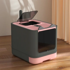 Pet Litter Box with UV Lights Top Drawer Litter Pan Fully enclosed with in/out door control Disinfecting and deodorizing For cat