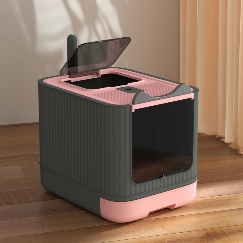 Pet Litter Box with UV Lights Top Drawer Litter Pan Fully enclosed with in/out door control Disinfecting and deodorizing For cat
