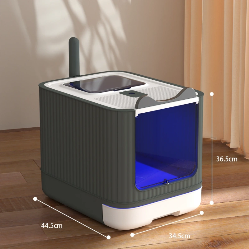 Pet Litter Box with UV Lights Top Drawer Litter Pan Fully enclosed with in/out door control Disinfecting and deodorizing For cat
