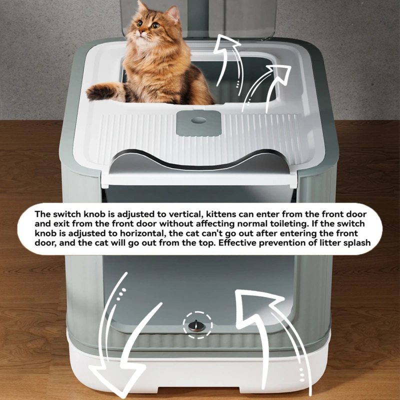 Pet Litter Box with UV Lights Top Drawer Litter Pan Fully enclosed with in/out door control Disinfecting and deodorizing For cat