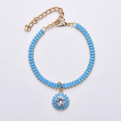 Blue Flowers Diamond Pendant Collar Fashion Adjustable Safety Cat Necklace Harness Small Dog Pet Collars Clothing Accessories