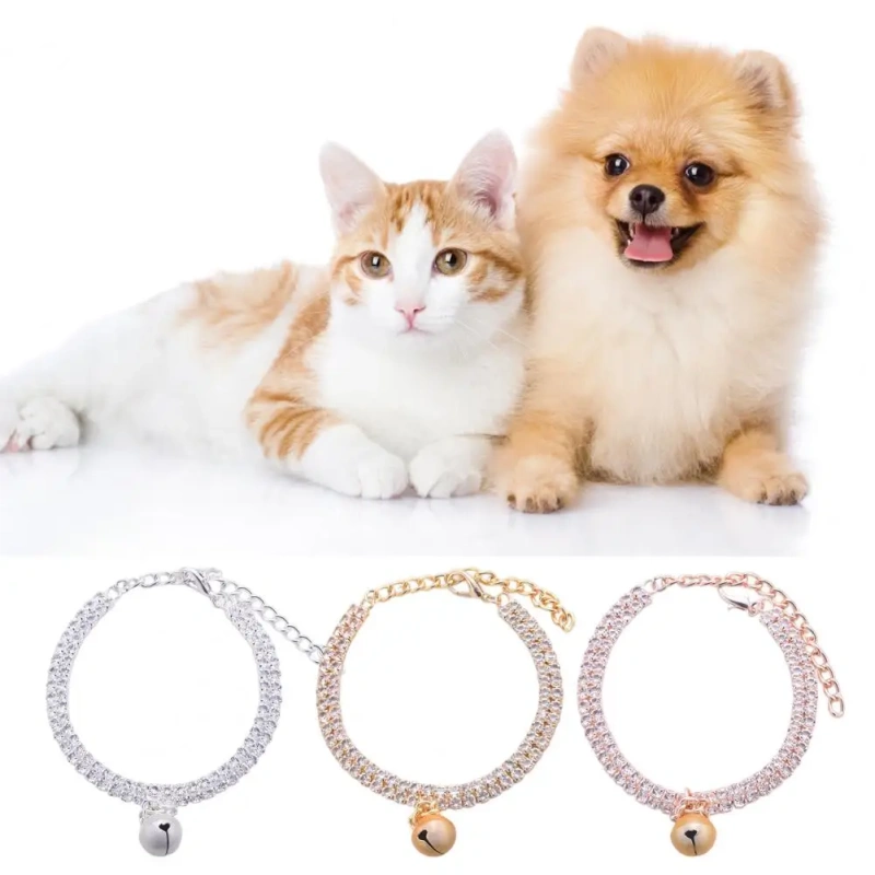 Pet Necklace Elegant Exquisite Shiny Pet Neck Circle Cat Dog Double Row Rhinestones Collar Pet Supplies