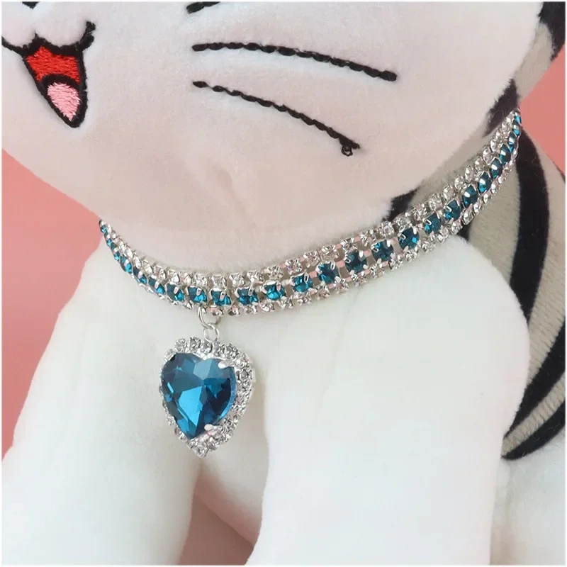 Pet Rhinestone Diamante Collar Necklace for Kitten Cute Bling  Accessories for Cat Puppy Doggy Crystal Pendant Diamond Collar