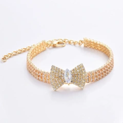 Rhinestones Cat Collar with Bling Bow Charm Shiny Crystal Pet Collar Rhinestone Adjustable Collar Necklace for Small Pet Cat Dog