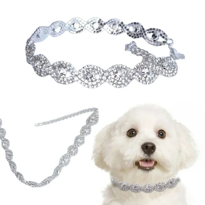 Fashion Rhinestone Dog Collar Personalized Pet Birthday Holiday Party Jewelry Adjustable Diamond Necklace Pets Accessories