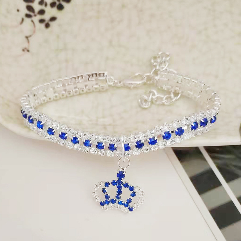 New Design Zircon Pet Dog Collars Colorized Crown Cat Necklace Puppy Adjustable Rose Golden Luxury York Dog Neck Accessories