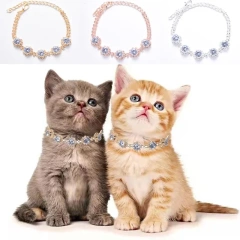 Bling Diamond Cat Necklace Fashion Luxury Shining Collars for Dog Adjustable Cats Puppy Chihuahua Wedding Pet Accessories