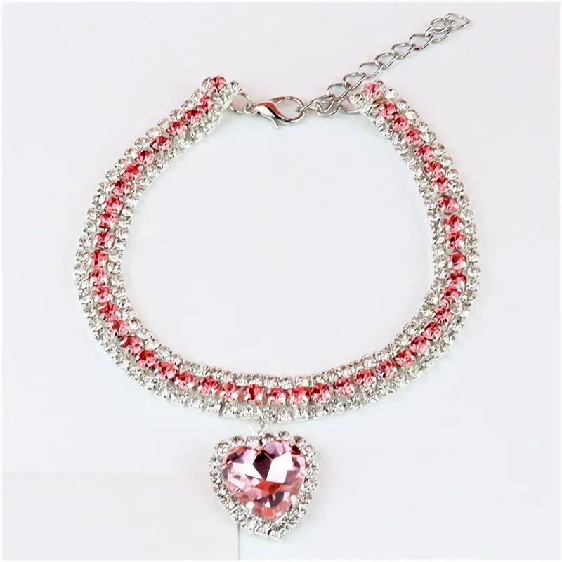 Pet Rhinestone Diamante Collar Necklace for Kitten Cute Bling  Accessories for Cat Puppy Doggy Crystal Pendant Diamond Collar