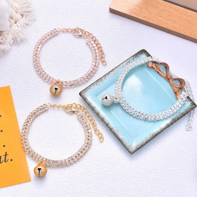 Pet Necklace Elegant Exquisite Shiny Pet Neck Circle Cat Dog Double Row Rhinestones Collar Pet Supplies