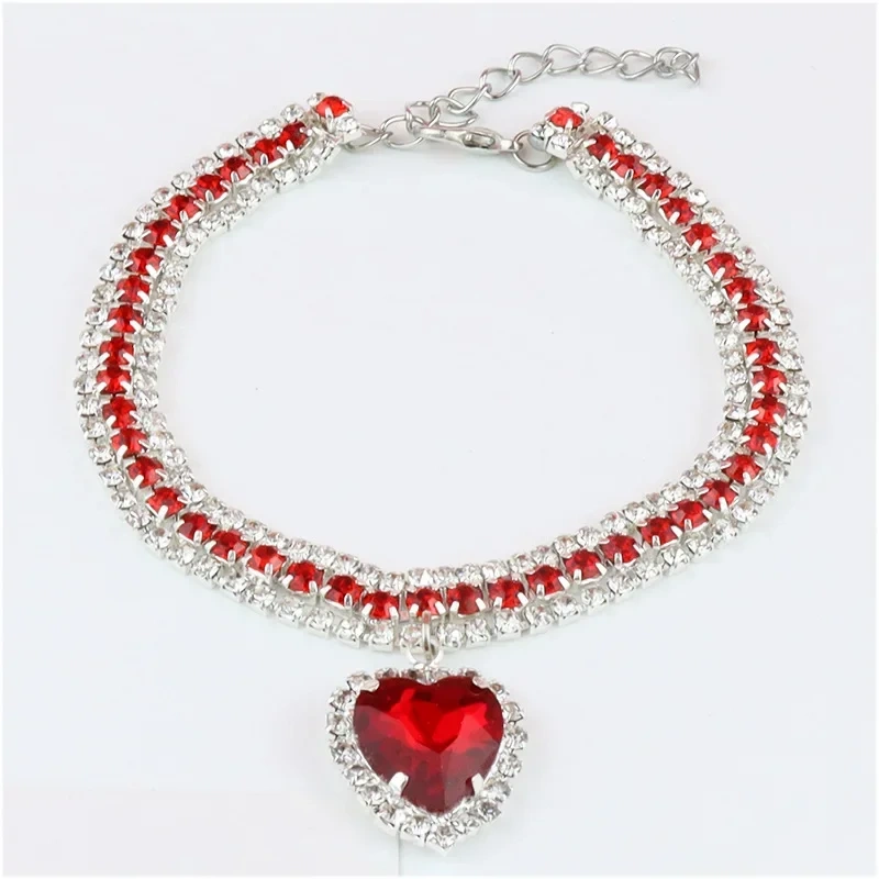 Pet Rhinestone Diamante Collar Necklace for Kitten Cute Bling  Accessories for Cat Puppy Doggy Crystal Pendant Diamond Collar