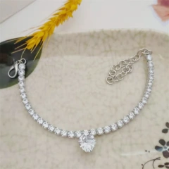 Zircon Heart Party Cat Accessories Rose Gold Silver Plated Neck Collar for Small Medium Dogs Adjustable Birthday Puppy Necklace