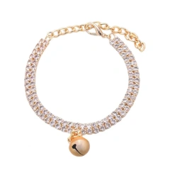 Pet Necklace Elegant Exquisite Shiny Pet Neck Circle Cat Dog Double Row Rhinestones Collar Pet Supplies